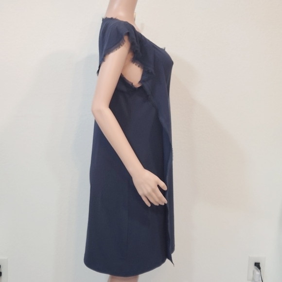 VERA Wang Navy Asymmetrical Distressed Dress Size L - Picture 11 of 15